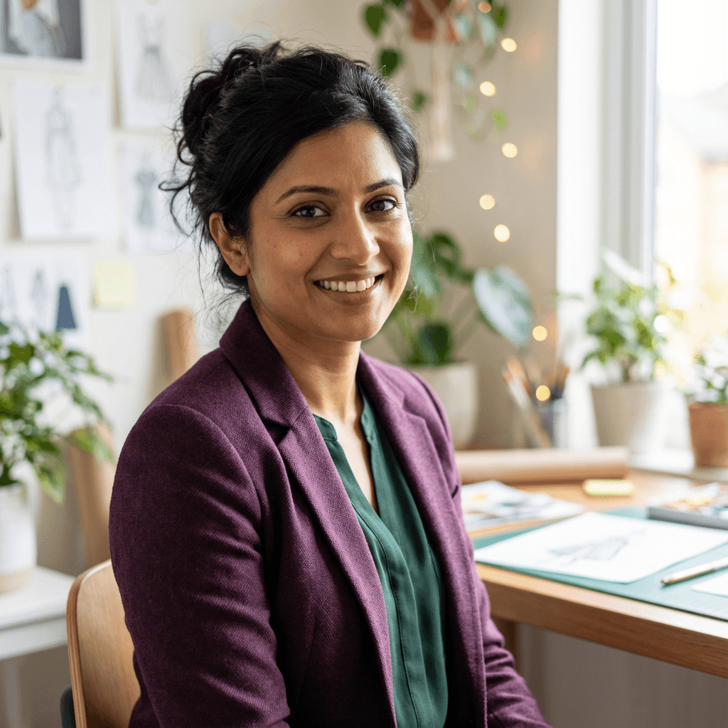 Warm South Asian parent in Scarborough with a gentle smile